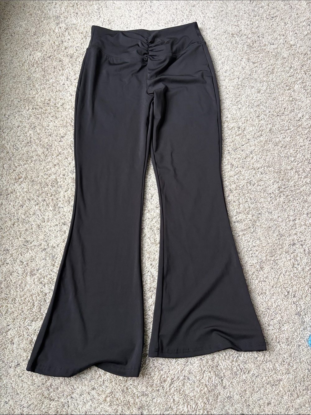 a new day Black Ruched Waist Flare Pants XL